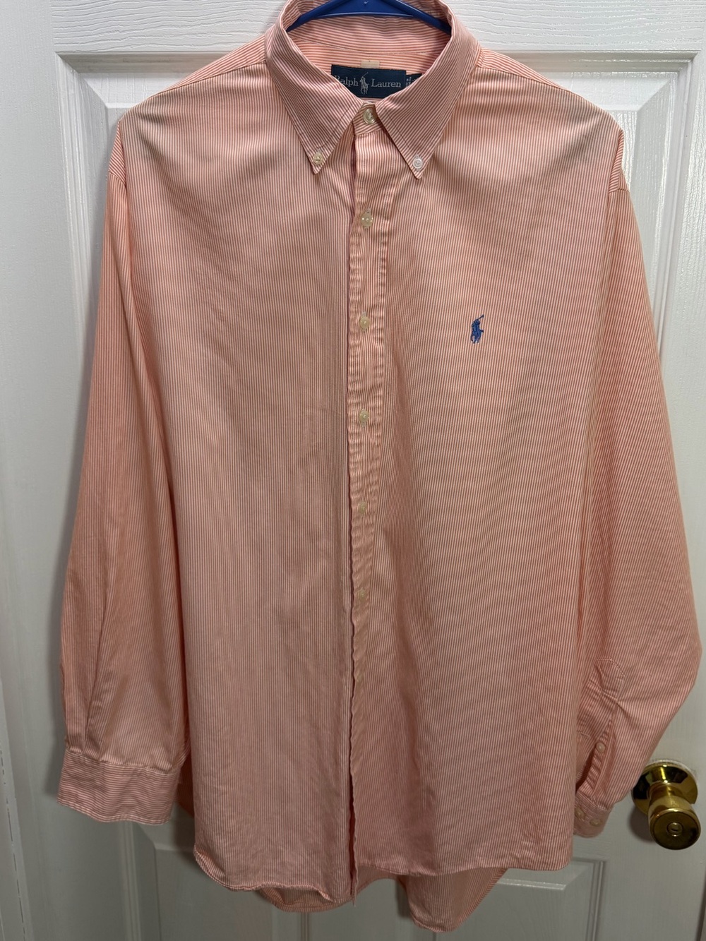 Polo by Ralph Lauren Men's Peach Stripe  Button-Down Shirt